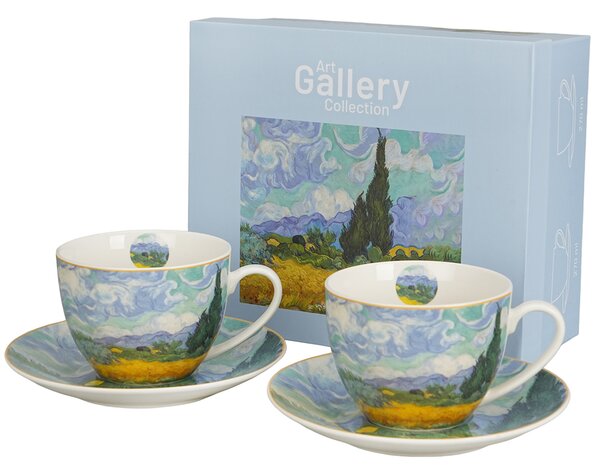 Porcelánový šálek s podšálkem Van Gogh Wheat Field 270 ml sada 2ks