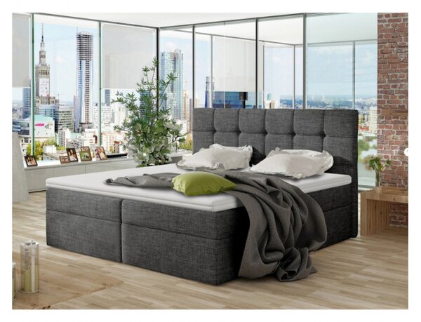 Boxpringová manželská postel 120x200 CLARA - šedá + topper ZDARMA