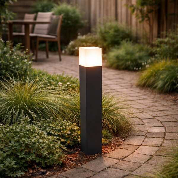 Stojací venkovní lampa černá s opálovým bílým stínítkem 50 cm - Dánsko