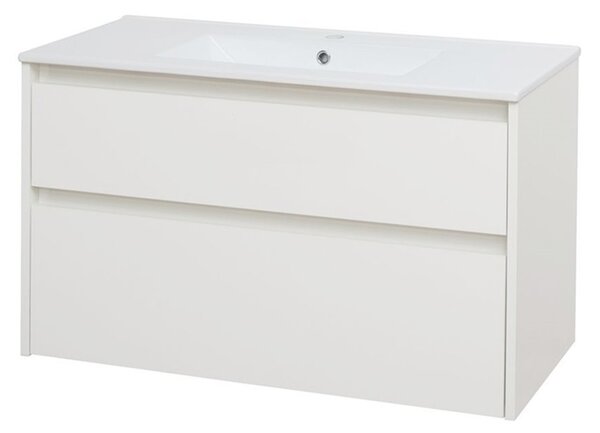 Mereo Opto, koupelnová skříňka s keramickým umyvadlem 101 cm, bílá, dub, bílá/dub, černá Opto, koupelnová skříňka s keramickým umyvadlem 101 cm, bílá Varianta: Opto, koupelnová skříňka s keramickým umyvadlem 101 cm, bílá
