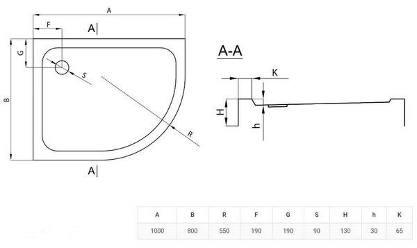 Novoterm Asymetrická akrylátová sprchová vanička NV-Memphis LEVÁ 100x80 bílá, vysoká
