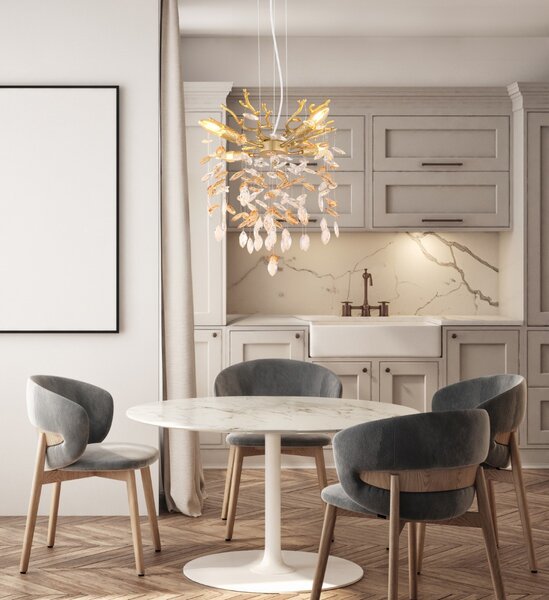 Lustr 4x E14 zlatá, jantarová IP20 GLOBO lighting QUEENA 64138HG