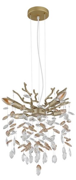 Lustr 4x E14 zlatá, jantarová IP20 GLOBO lighting QUEENA 64138HG