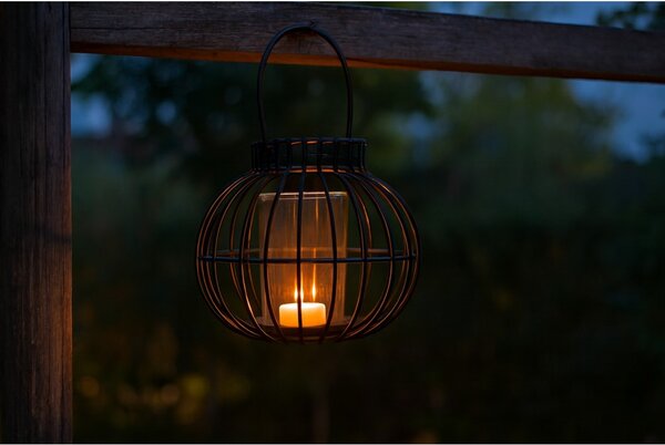 Drátěná kovová lampa - černá, 19,5 × 15,3 cm
