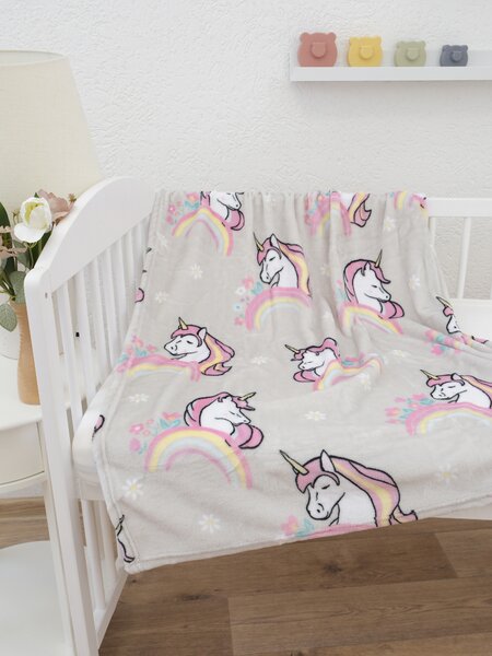 MK Lůžkoviny Dětská deka do postýlky mikroplyš Exclusive 80 × 100 cm – Jednorožec