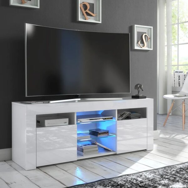Szynaka TV stolek Puzzo 120 cm bílý lesk