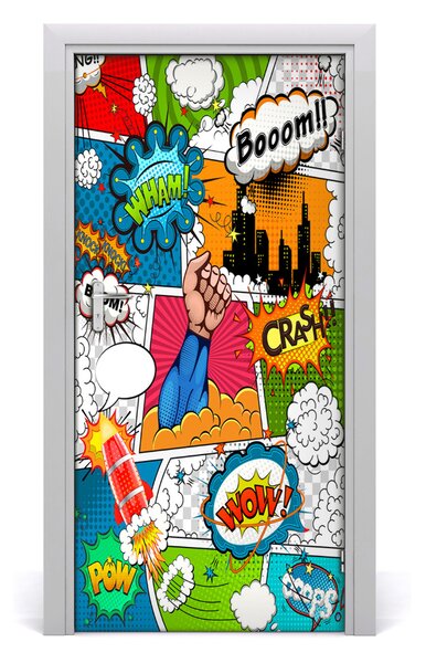 Samolepící fototapeta na dveře Komiks 85x205 cm