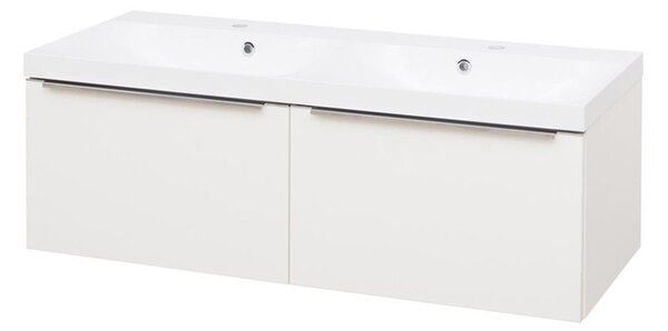 Mereo Mailo, koupelnová skříňka, 1210 mm, keramické umyvadlo, bílá, dub, antracit, 2 zásuvky Mailo, koupelnová skříňka s keramickým umyvadlem, antrac…
