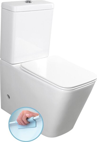 Sapho PORTO RIMLESS WC kombi + Soft Close sedátko, spodní/zadní odpad, bílá PC102R