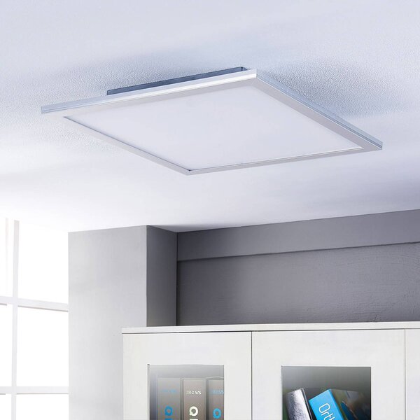 Lindby LED panel Livel, 62 cm x cm, dálkové ovládání, stmívatelný, Hliník / šedá / zinek, Kuchyň, Plast, Moderní