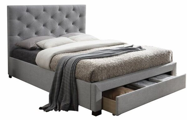 Manželská postel 180x200 cm s úložným prostorem a roštem šedá látka TK3023