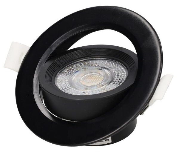 Prémiové výklopné podhledové bodové LED svítidlo 7W 560lm, CCT, černé, kruh, 9cm, 3 roky