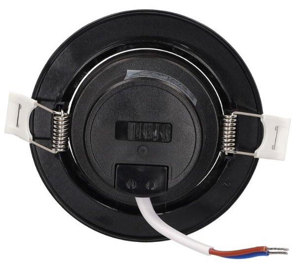Prémiové výklopné podhledové bodové LED svítidlo 7W 560lm, CCT, černé, kruh, 9cm, 3 roky
