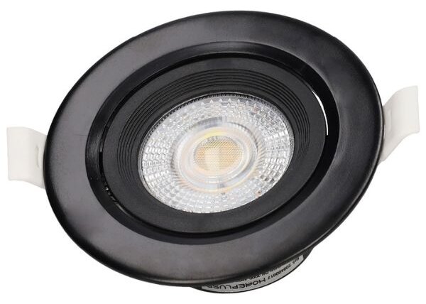 Prémiové výklopné podhledové bodové LED svítidlo 7W 560lm, CCT, černé, kruh, 9cm, 3 roky