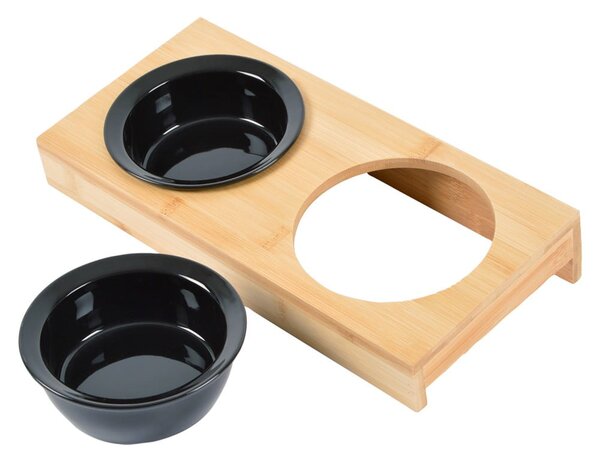 Bambusový set misek s podstavcem pro psa ø 12 cm – Love Story