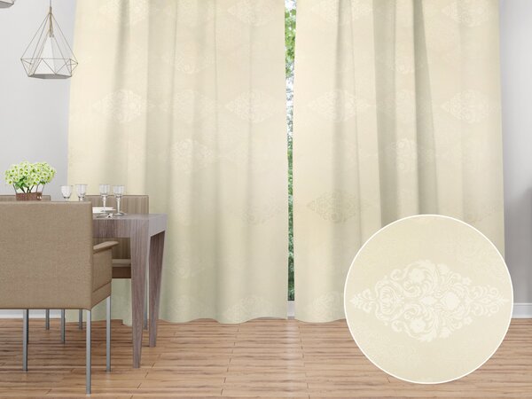 Biante Dekorační závěs TF-104 Světle vanilkový zámecký vzor 150x140 cm