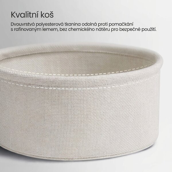 Odkládací stolek s látkovým košem, šedo-bílý LET223G49