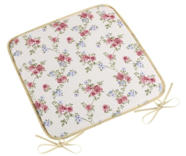 Bellatex Sedák DITA hladký 40x40 cm Růžička pnoucí Smetanová,Růžová,Zelená