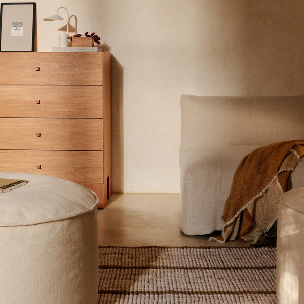 FERM LIVING Pouf Aun, Ø40, Off-White