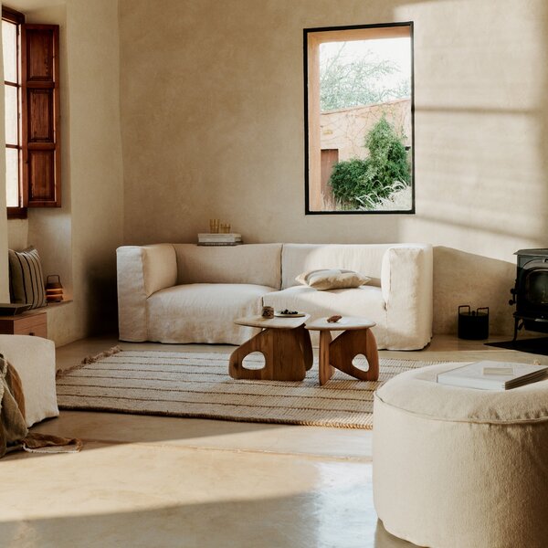 FERM LIVING Pouf Aun, Ø40, Off-White