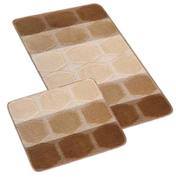 Bellatex koupelnové předložky SADA BANY 60x100 + 60x50 cm bez výkroje Plástev Béžová,Růžová