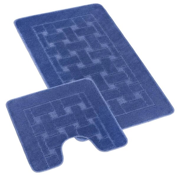 Bellatex koupelnové předložky SADA BANY 60x100 + 60x50 cm s výkrojem Obdélník Modrá