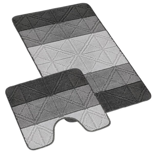 Bellatex koupelnové předložky SADA BANY 60x100 + 60x50 cm s výkrojem Trojúhelník Šedá