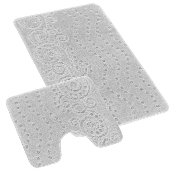 Bellatex koupelnové předložky SADA BANY 60x100 + 60x50 cm s výkrojem Ornament Světle šedá