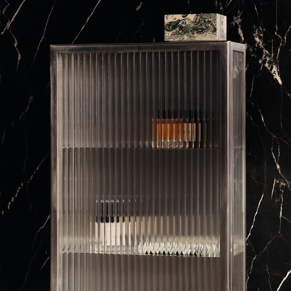 FERM LIVING Nástěnná skříňka Haze Tall, Brushed Stainless Steel