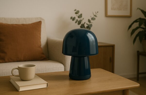 Jotex Tmavě modrá skleněná stolní lampa THETYS