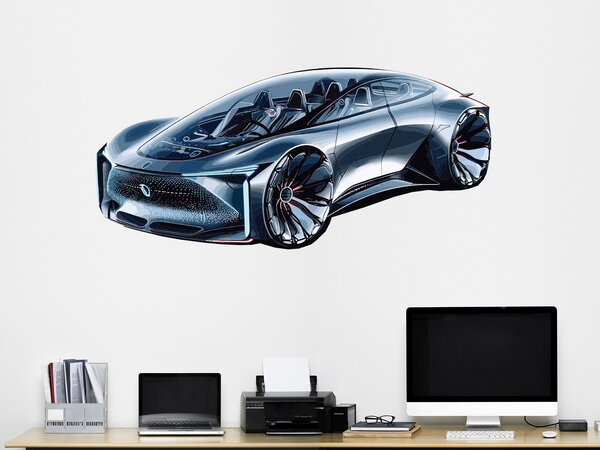 Futuristické auto textilní přelepitelná samolepka na zeď arch 45 x 21 cm