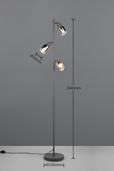 Trio TR41783042 stojací lampa CADIZ | 10W E14 | s vypínačem | černá