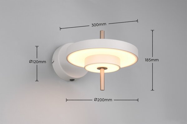 Trio T240270176 LED nástěnné svítidlo KEATON | 10W integrovaný LED zdroj | 1x1200lm | 2300+3000+4000K | Trio - SwitchDimmer | šedá