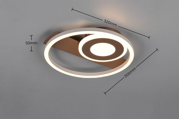 Trio TR63671165 LED přisazené stropní svítidlo HORUS | 22W integrovaný LED zdroj | 1x2500lm | 3000K | hnědá