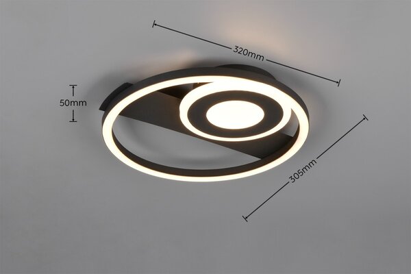 Trio TR63671132 LED přisazené stropní svítidlo HORUS | 22W integrovaný LED zdroj | 1x2500lm | 3000K | černá