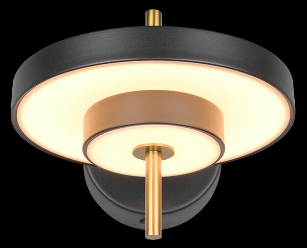 Trio T240270180 LED nástěnné svítidlo KEATON | 10W integrovaný LED zdroj | 1x1200lm | 2300+3000+4000K | Trio - SwitchDimmer | černá | zlatá
