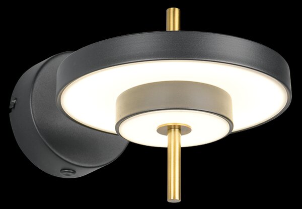 Trio T240270180 LED nástěnné svítidlo KEATON | 10W integrovaný LED zdroj | 1x1200lm | 2300+3000+4000K | Trio - SwitchDimmer | černá | zlatá
