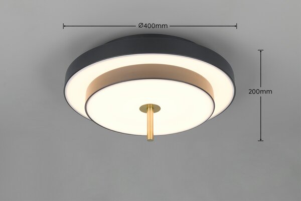 Trio T640210180 LED přisazené stropní svítidlo KEATON | 34W integrovaný LED zdroj | 1x4000lm | 2300+3000+4000K | Trio - SwitchDimmer | černá | zlatá