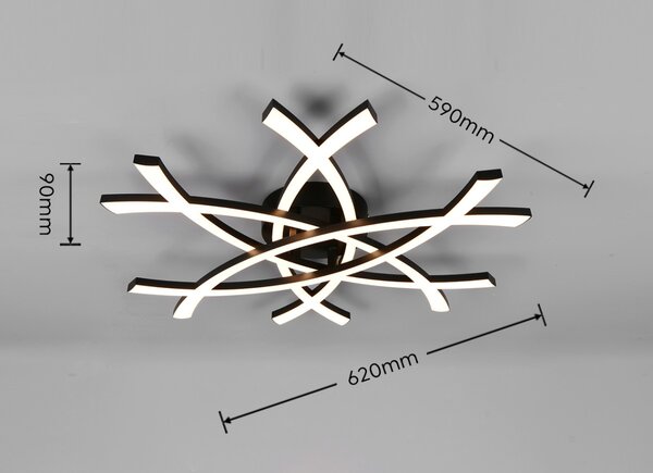 Trio TR63691132 LED přisazené stropní svítidlo POLLOCK | 33W integrovaný LED zdroj | 1x3800lm | 3000K | černá