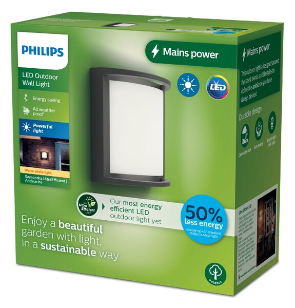 Samondra UltraEfficient venkovní nástěnné LED svítidlo 3,8W 800lm 2700K IP44, antracitové