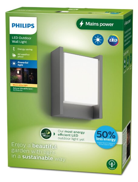 Arbour UltraEfficient venkovní nástěnné LED svítidlo 3,8W 800lm 2700K IP44, antracitové