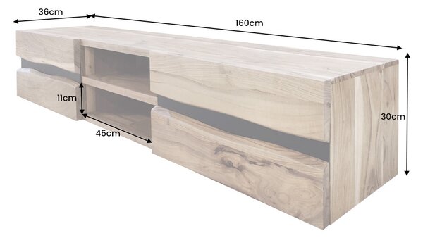 Designový závěsný TV stolek Argentinas 160 cm akácie