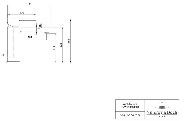 Villeroy & Boch Architectura umyvadlová baterie stojící chrom TVW10300400161