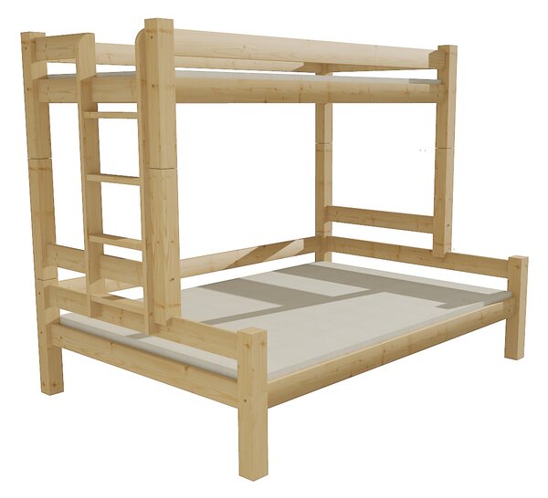 Vomaks unit, s.r.o. Patrová postel s rozšířeným spodním lůžkem 8X8 6B Povrchová úprava: netransparentní barva bílá, Umístění žebříku: vlevo (vyobrazeno), Rozměr: 80/160 x 200 cm