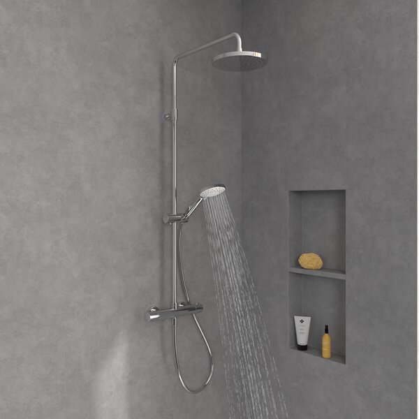 Villeroy & Boch Universal Showers sprchová sada na stěnu s termostatem s dešťovou sprchou chrom TVS10900200061