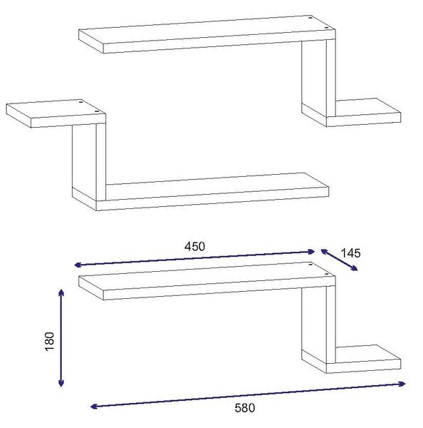 Kalune Design Sada 3 nástěnných polic LOWA bílá