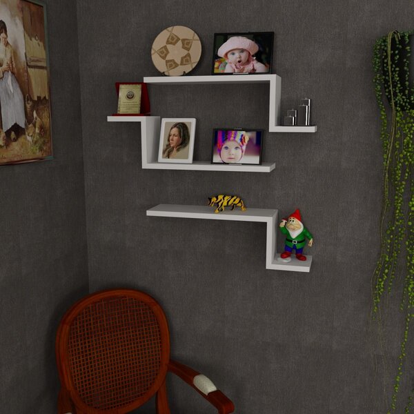 Kalune Design Sada 3 nástěnných polic LOWA bílá