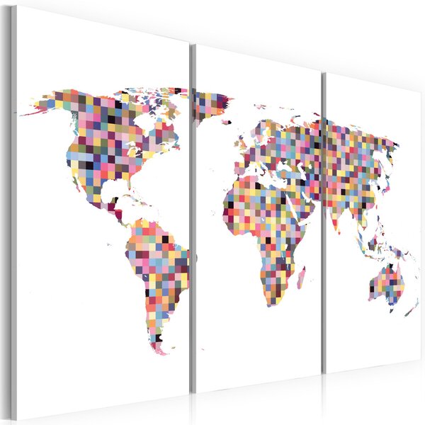 Obraz - Mapa světa - pixely 60x40