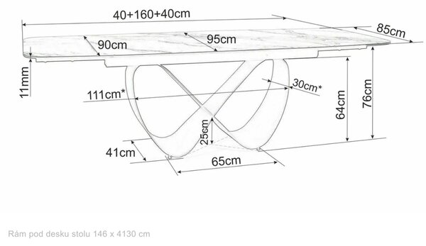 Signal Rozkládací jídelní stůl Infinity 160/240 cm bílý mramor/černý