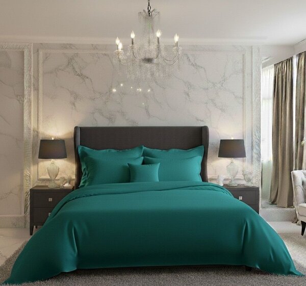 Kvalitex Saténové povlečení LUXURY COLLECTION tmavě zelené 1x 140/200, 1x 70/90cm